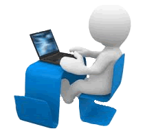 Decoration: student at laptop