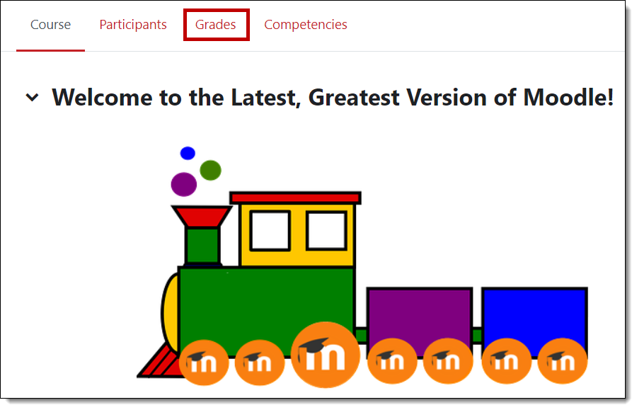 Screenshot of grades link